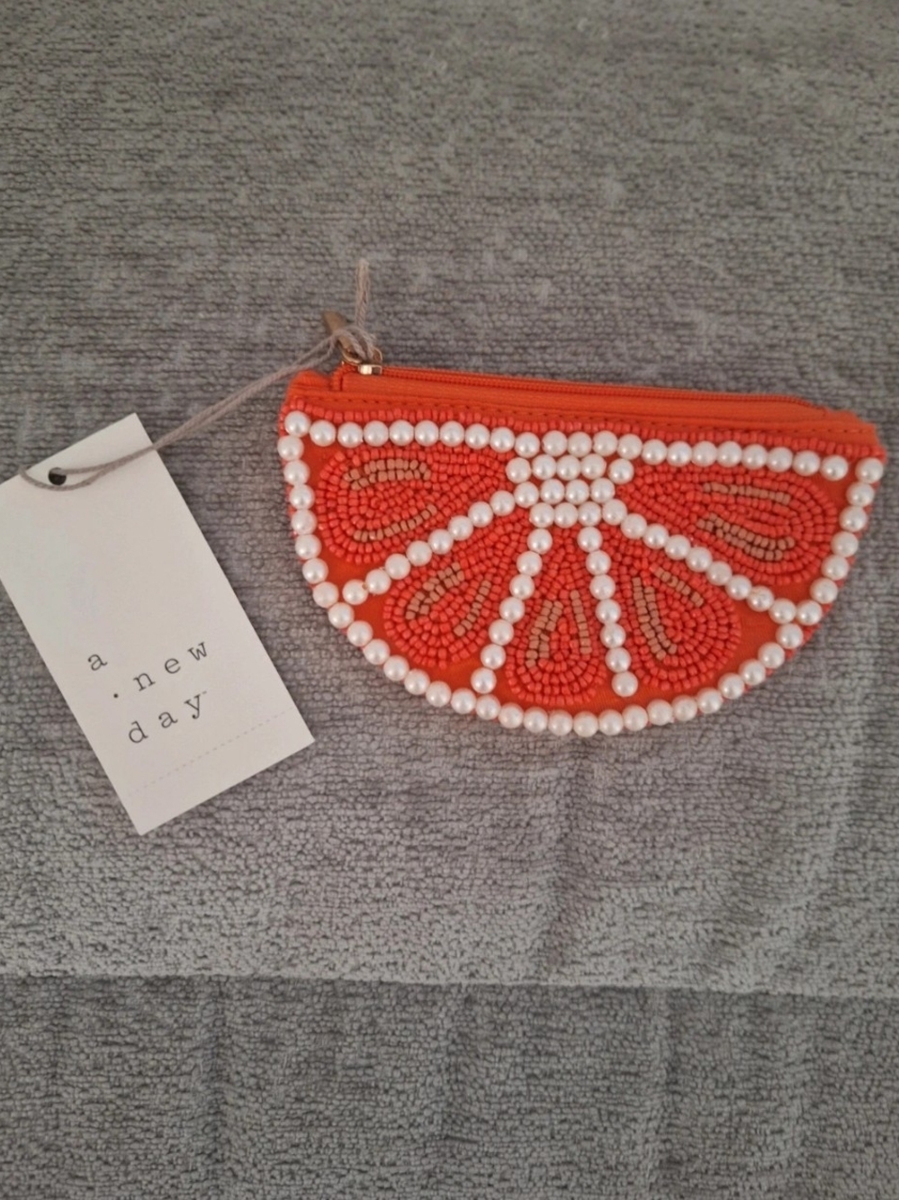 5/$25 a new day Bulk Of 5 Orange Beaded Half-Moon Coin Pouches NWT